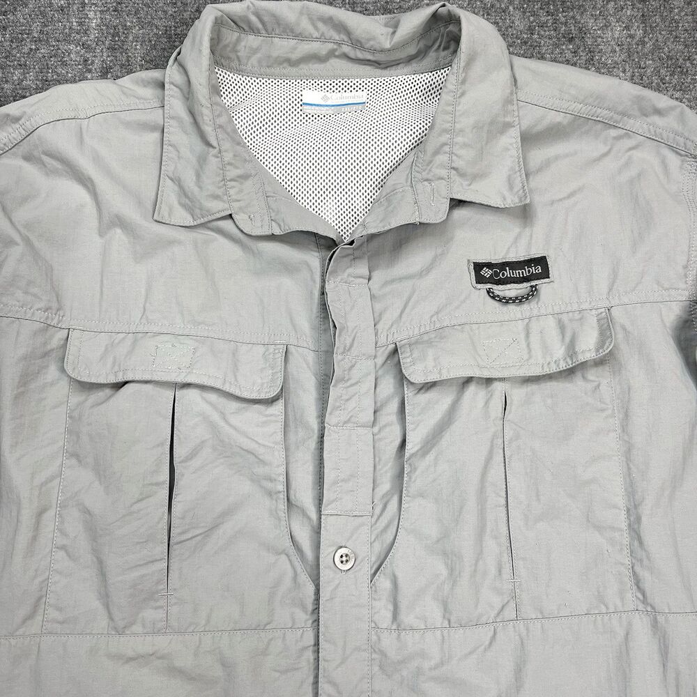 Columbia Shirt Mens XXL Omni Shield Roll Tab Sleeve Gray Nylon Fishing Outdoor - Picture 3 of 10